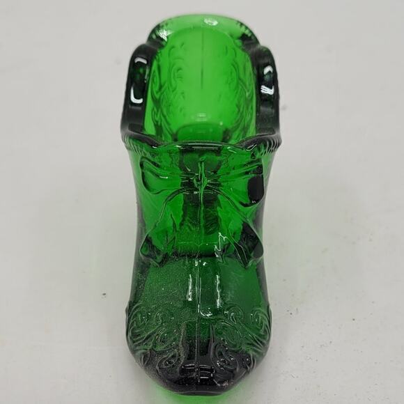 Mosure Glass Vintage Green Scroll Glass Slipper‎ Shoe Figurine - Picture 5 of 11